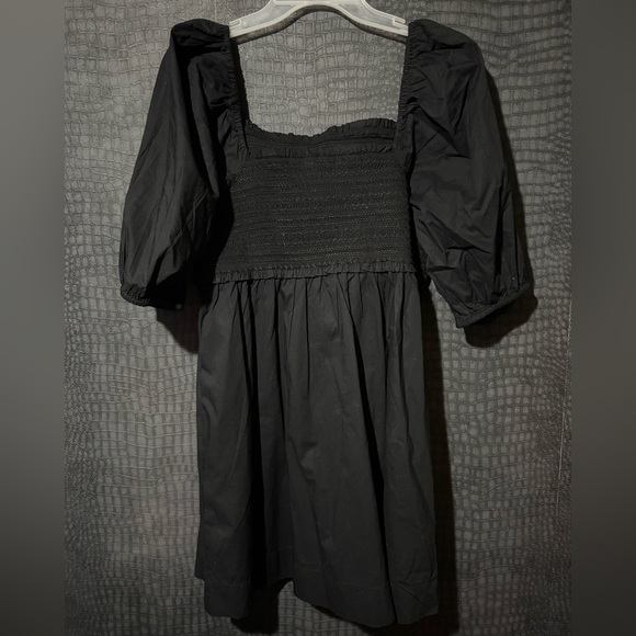 American Eagle Outfitters puff sleeve black smocked dress with pockets 🖤 - Picture 2 of 5